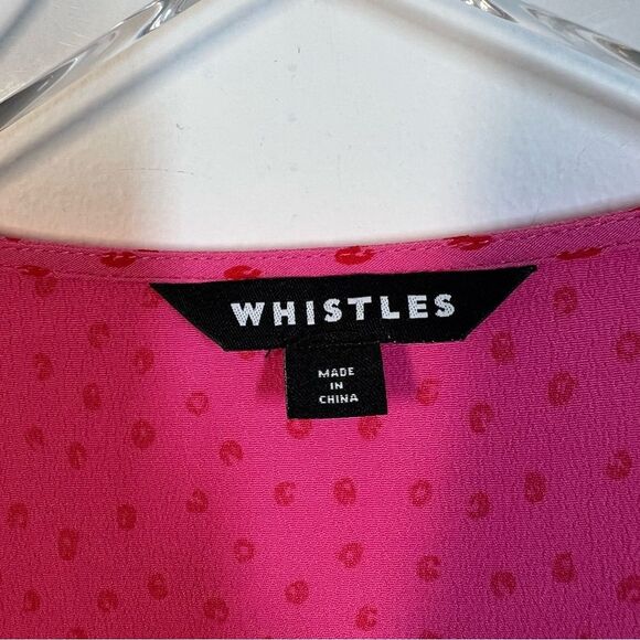 Whistles Women’s Size 14 Pink Red Polka Dot Heidi Spot Print Midi Dress - Picture 11 of 15